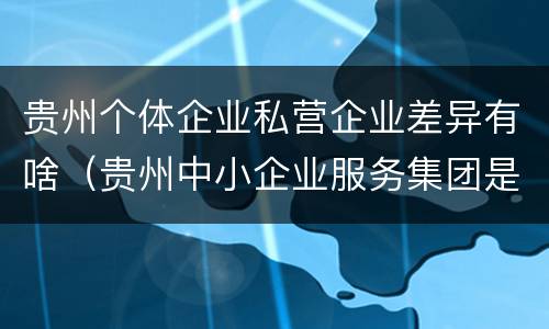 贵州个体企业私营企业差异有啥（贵州中小企业服务集团是民营）