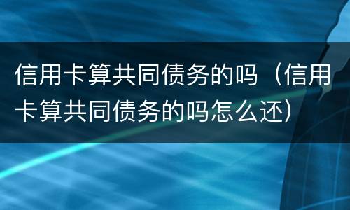 信用卡算共同债务的吗（信用卡算共同债务的吗怎么还）