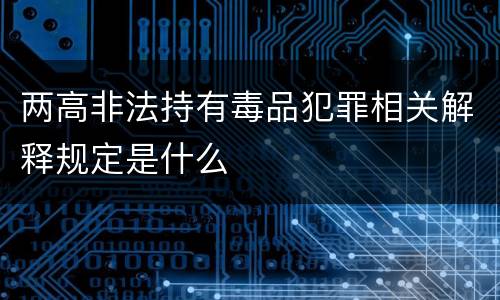 两高非法持有毒品犯罪相关解释规定是什么