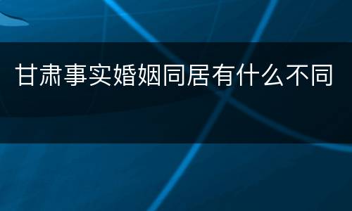 甘肃事实婚姻同居有什么不同