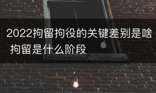 2022拘留拘役的关键差别是啥 拘留是什么阶段