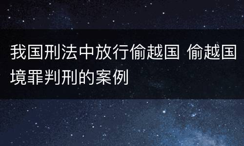 我国刑法中放行偷越国 偷越国境罪判刑的案例