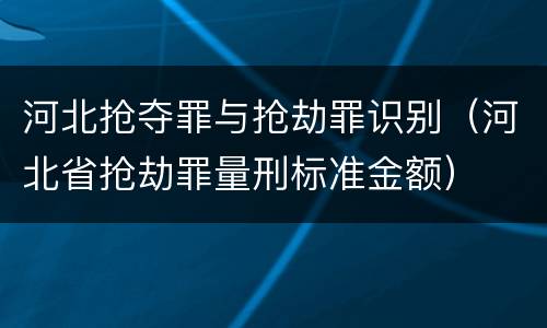 河北抢夺罪与抢劫罪识别（河北省抢劫罪量刑标准金额）