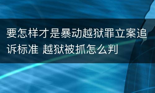 要怎样才是暴动越狱罪立案追诉标准 越狱被抓怎么判