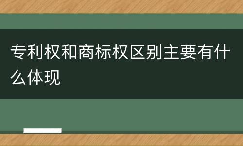 专利权和商标权区别主要有什么体现