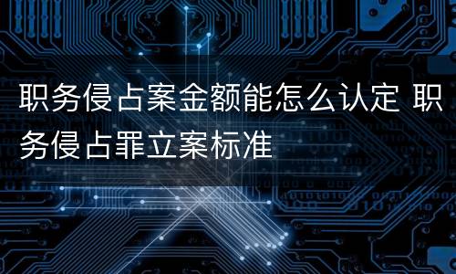 职务侵占案金额能怎么认定 职务侵占罪立案标准