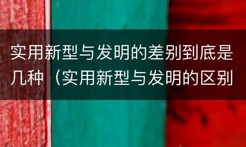 实用新型与发明的差别到底是几种（实用新型与发明的区别是什么）