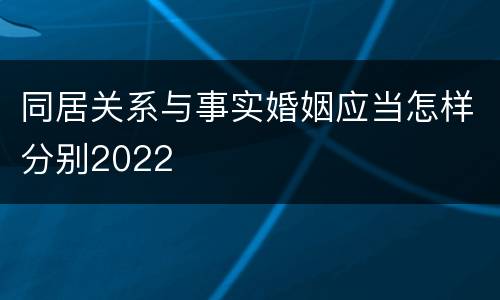 同居关系与事实婚姻应当怎样分别2022