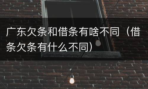 广东欠条和借条有啥不同（借条欠条有什么不同）