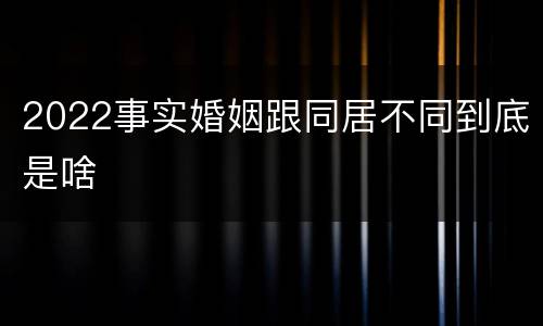 2022事实婚姻跟同居不同到底是啥