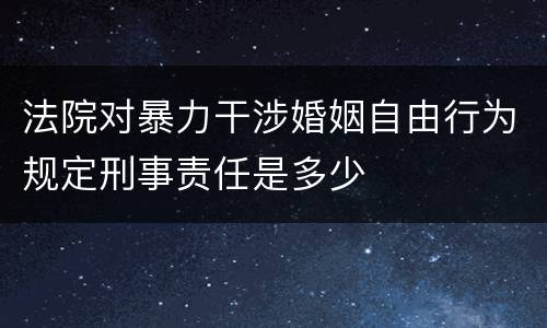 法院对暴力干涉婚姻自由行为规定刑事责任是多少