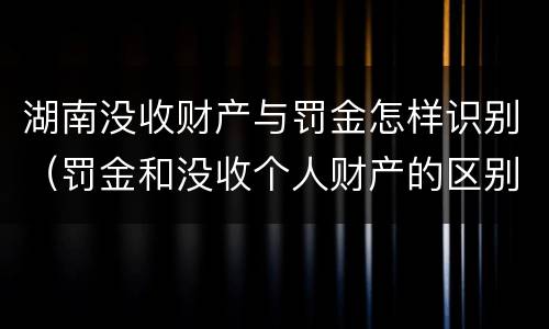 湖南没收财产与罚金怎样识别（罚金和没收个人财产的区别）