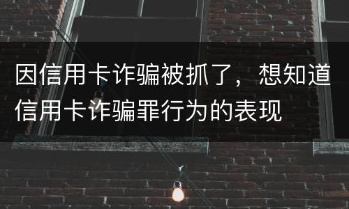 因信用卡诈骗被抓了，想知道信用卡诈骗罪行为的表现