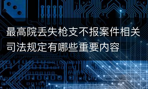 最高院丢失枪支不报案件相关司法规定有哪些重要内容