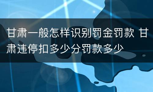 甘肃一般怎样识别罚金罚款 甘肃违停扣多少分罚款多少