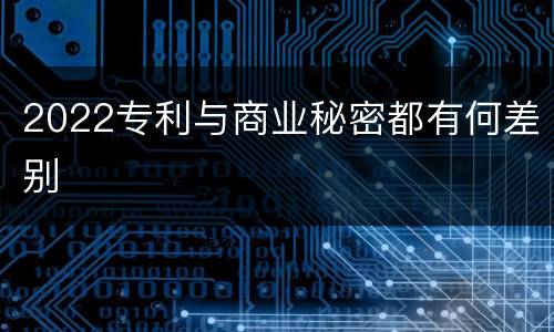 2022专利与商业秘密都有何差别