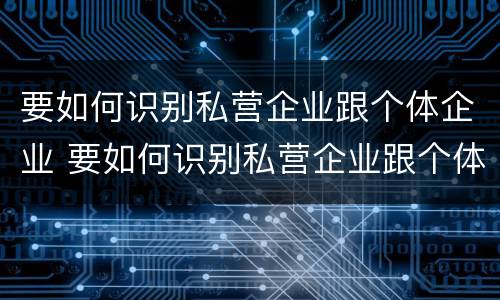 要如何识别私营企业跟个体企业 要如何识别私营企业跟个体企业的关系