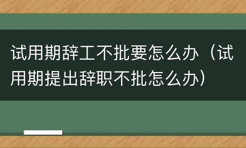 试用期辞工不批要怎么办（试用期提出辞职不批怎么办）