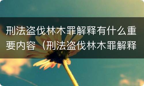 刑法盗伐林木罪解释有什么重要内容（刑法盗伐林木罪解释有什么重要内容吗）