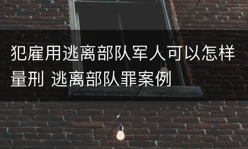 犯雇用逃离部队军人可以怎样量刑 逃离部队罪案例