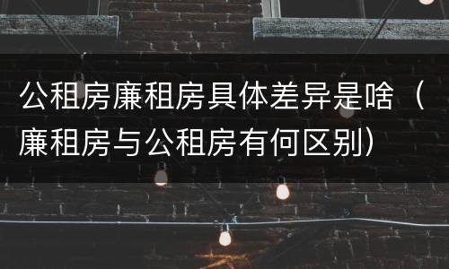 公租房廉租房具体差异是啥（廉租房与公租房有何区别）