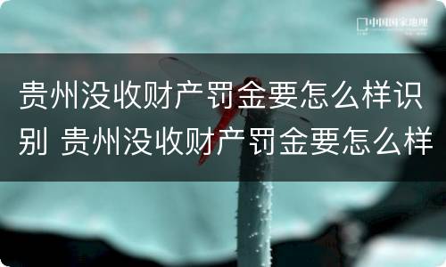 贵州没收财产罚金要怎么样识别 贵州没收财产罚金要怎么样识别真假