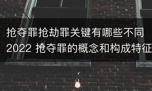 抢夺罪抢劫罪关键有哪些不同2022 抢夺罪的概念和构成特征