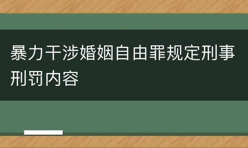 暴力干涉婚姻自由罪规定刑事刑罚内容