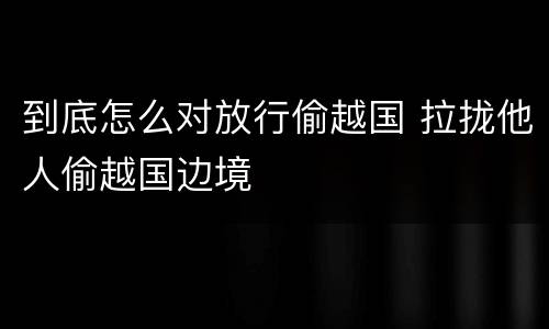 到底怎么对放行偷越国 拉拢他人偷越国边境