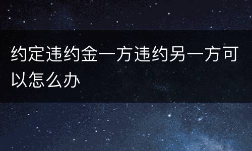 约定违约金一方违约另一方可以怎么办