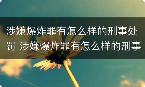 涉嫌爆炸罪有怎么样的刑事处罚 涉嫌爆炸罪有怎么样的刑事处罚决定