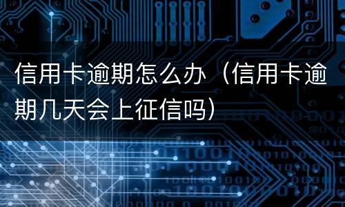 信用卡逾期怎么办（信用卡逾期几天会上征信吗）