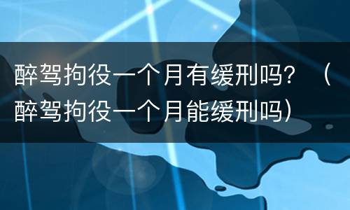 醉驾拘役一个月有缓刑吗？（醉驾拘役一个月能缓刑吗）