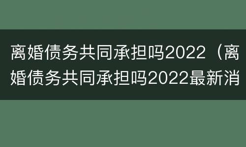 离婚债务共同承担吗2022（离婚债务共同承担吗2022最新消息）