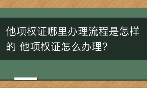 他项权证哪里办理流程是怎样的 他项权证怎么办理?