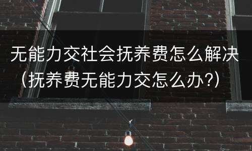 无能力交社会抚养费怎么解决（抚养费无能力交怎么办?）