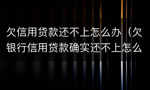 欠信用贷款还不上怎么办（欠银行信用贷款确实还不上怎么办）