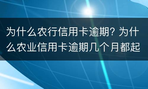 为什么农行信用卡逾期? 为什么农业信用卡逾期几个月都起诉了