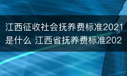 江西征收社会抚养费标准2021是什么 江西省抚养费标准2021