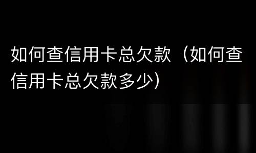 如何查信用卡总欠款（如何查信用卡总欠款多少）