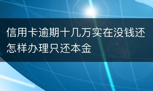 信用卡逾期十几万实在没钱还怎样办理只还本金