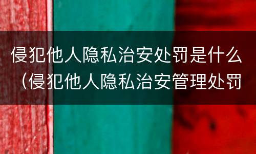 侵犯他人隐私治安处罚是什么（侵犯他人隐私治安管理处罚）