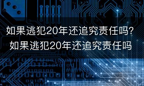 如果逃犯20年还追究责任吗？ 如果逃犯20年还追究责任吗