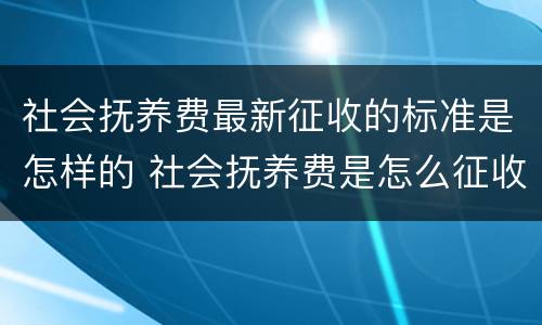 社会抚养费最新征收的标准是怎样的 社会抚养费是怎么征收的