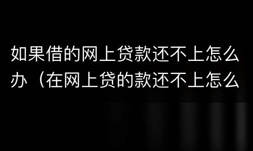 如果借的网上贷款还不上怎么办（在网上贷的款还不上怎么办）