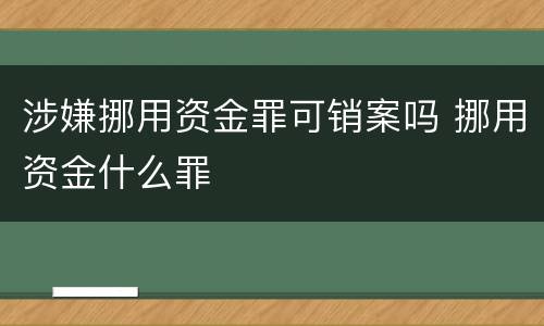 涉嫌挪用资金罪可销案吗 挪用资金什么罪