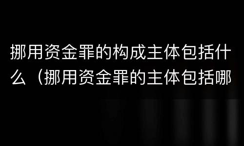 挪用资金罪的构成主体包括什么（挪用资金罪的主体包括哪些）