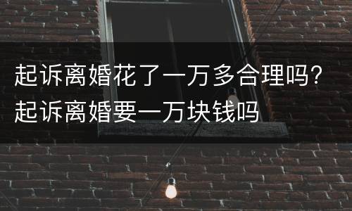 起诉离婚花了一万多合理吗? 起诉离婚要一万块钱吗