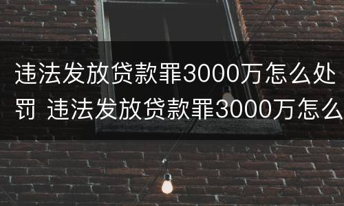 违法发放贷款罪3000万怎么处罚 违法发放贷款罪3000万怎么处罚的