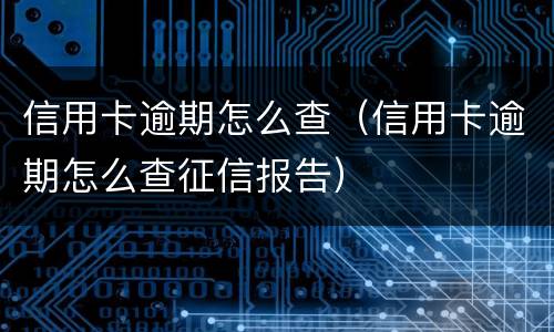 信用卡逾期怎么查（信用卡逾期怎么查征信报告）